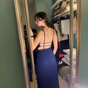 Lulus Navy Blue Strappy Back Dress